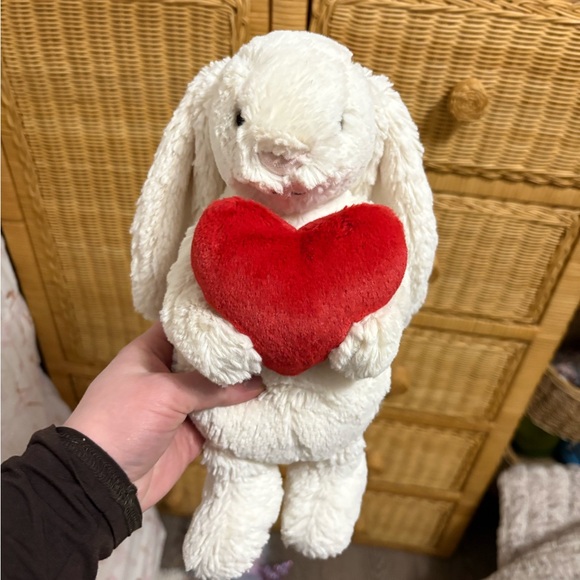Jellycat Bashful Red Love Heart Bunny with Red Heart Plush ♥️ - Picture 3 of 5